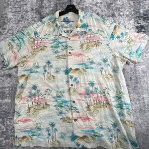 Tommy Bahama Mens 3XLT Silk Camp Shirt Limited Edition Watercolor Sailing Ivory